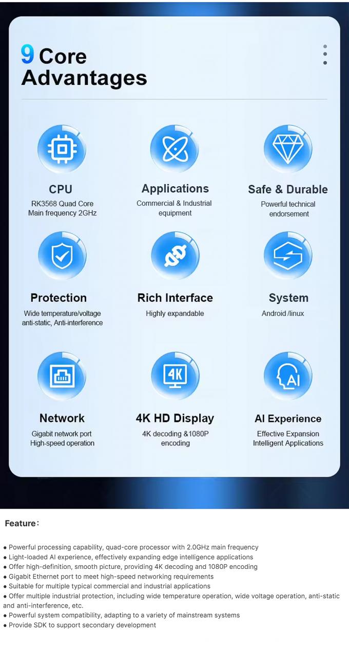 組み込みARMボード用のタッチスクリーンと複数のディスプレイオプションのカスタマイズ可能なRK3568 Androidマザーボード 3
